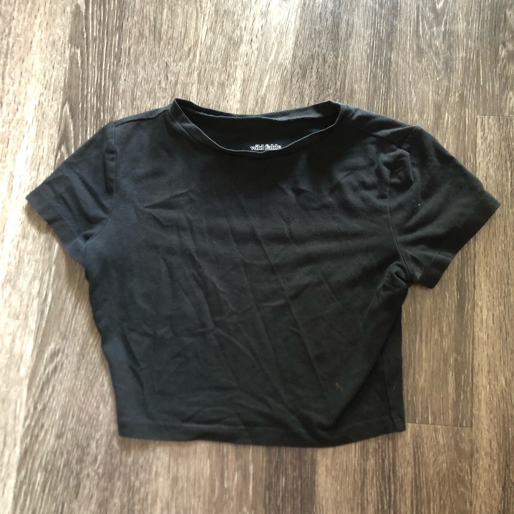 Wild Fable Black Crop Top Short Sleeve Crew Neck T-Shirt XS